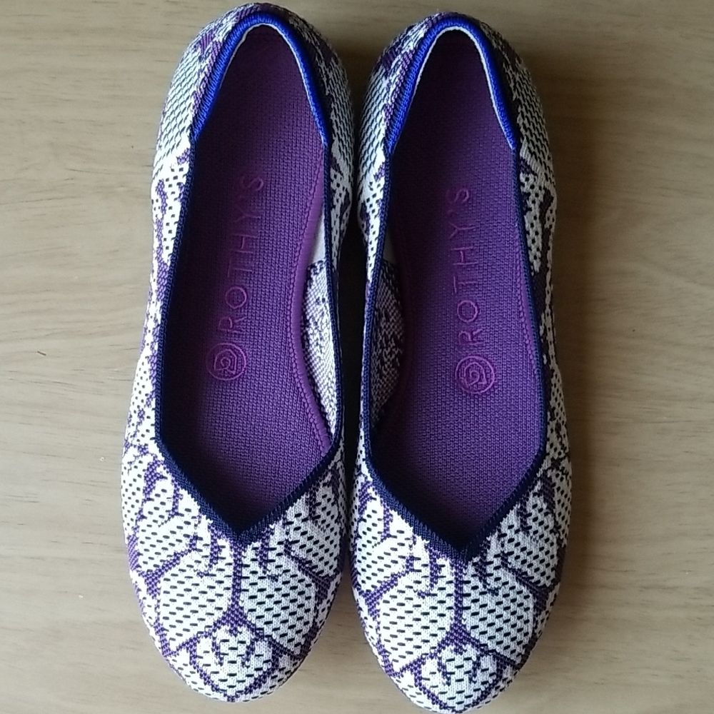 Rothy's Wisteria Purple and White Women's Flats Sz 8